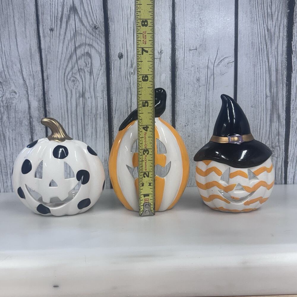 PartyLite GHOULIE JACK O’ LANTERNS Votive Holder Trio Set Of 3 #P93391 - Picture 6 of 8